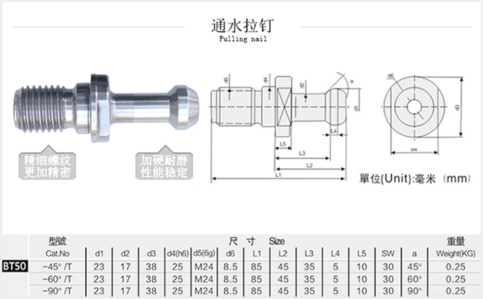 bt50通水拉钉规格尺寸图